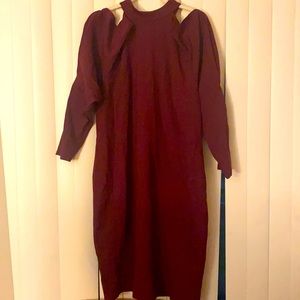 NWT Eloquii wine color cold shoulder stretch dress
